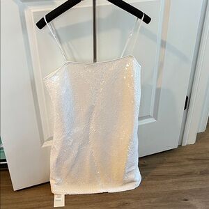 Abercrombie & Fitch White Sequin Mini Women's Dress Small